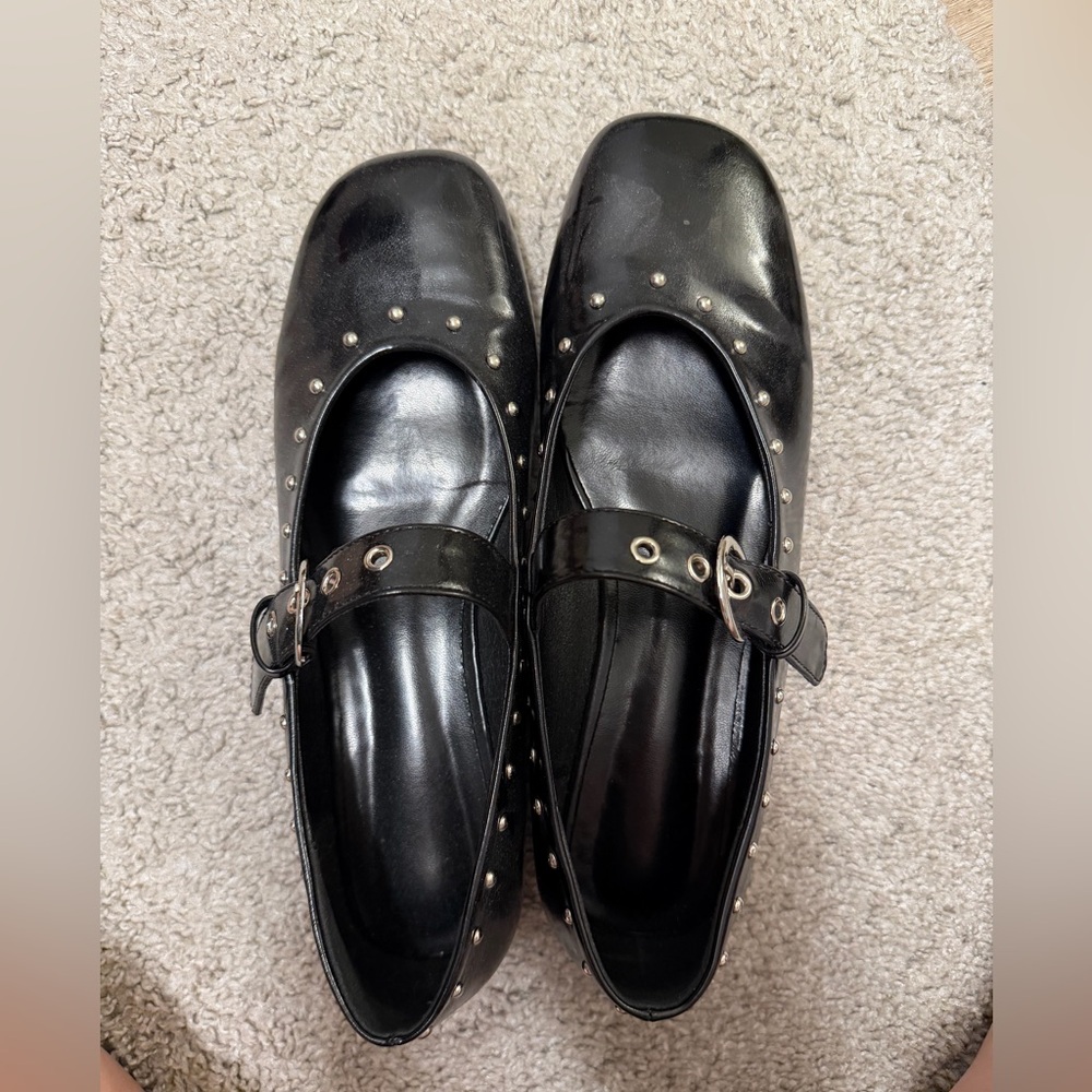 Black Studded Mary Jane Shoes
